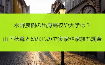 水野良樹の出身高校や大学は？山下穂尊と幼なじみで実家や家族も調査