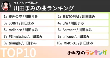 びくとりあさんの「川田まみの曲ランキング」 