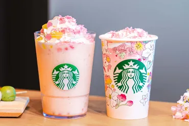 スターバックス新作「花見だんご フラぺチーノ」゛もちもち゛三色だんご入り桜フレーバー 