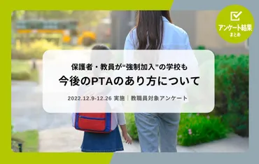 教職員アンケート結果】保護者・教員が゛強制加入゛の学校も。今後のPTAのあり方について 