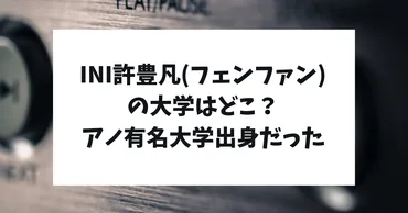 INI許豊凡(フェンファン)の大学はどこ？アノ有名大学出身だった