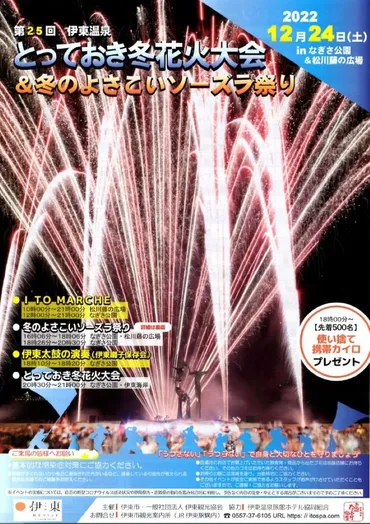 華やかな花火とよさこいによる冬の祝祭！「とっておき冬花火大会＆冬のよさこいソーズラ祭り」 