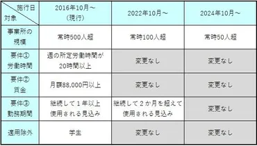 2022年10月と2024年10月に「社会保険の適用」が段階的に拡大。50人超規模の企業は要チェック！ 