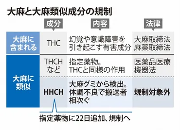 大麻グミ成分のHHCH、指定薬物に 12月2日から所持や流通禁止 