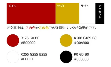 高級感のある色の組み合わせ】赤（レッド）のカラーパレット 