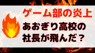 ゲーム部炎上であおぎり高校の社長が飛んだ？その後の現在は？ 