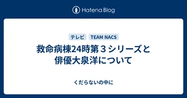 救命病棟24時第３シリーズと俳優大泉洋について 