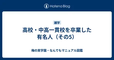 高校・中高一貫校を卒業した有名人（その5） 