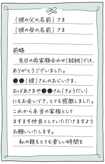 彼親が喜ぶ！ 親あいさつ＆顔合わせ後のお礼の書き方【手紙・SNS文例】