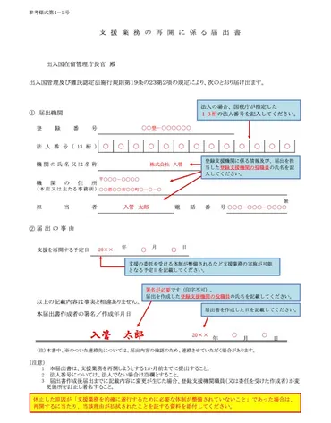 登録支援機関が提出する随時届出の書き方 